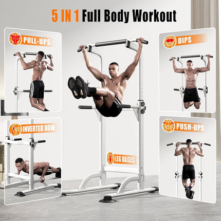 DONIUZ Power Tower Pull Up Bar and Dip Station, Multi-Function Home Gym, Strength Training Fitness Equipment, Height Adjustable(BLACK)