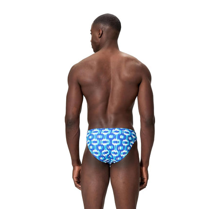 Speedo Men's Swimsuit Brief Comfort Waistband, Mini Chain Link Deep Sapphire, 38