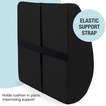 DMI Lumbar Support Pillow for Office or Kitchen Chair, Car Seat or Wheelchair Comes with Removable Washable Cover and Firm Insert to Ease Lower Back Pain and Discomfort While Improving Posture, Black