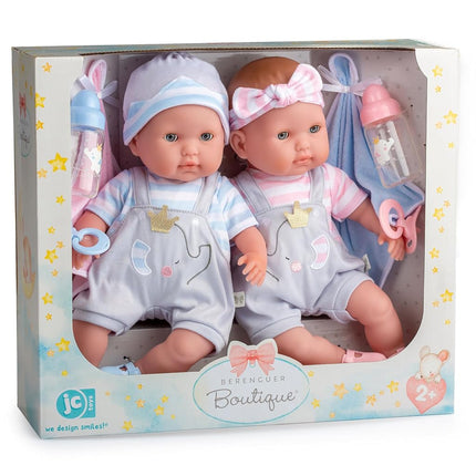 JC Toys Berenguer Boutique 38-cm Twins, Pink and Blue (30050)