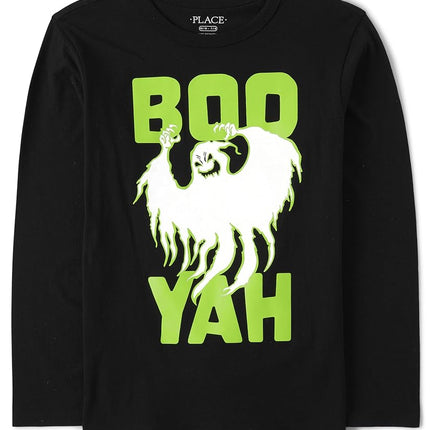 The Children's Place Boys Thankful Graphic Long Sleeve T Shirt, Halloween Boo Yah Glow, X-Large