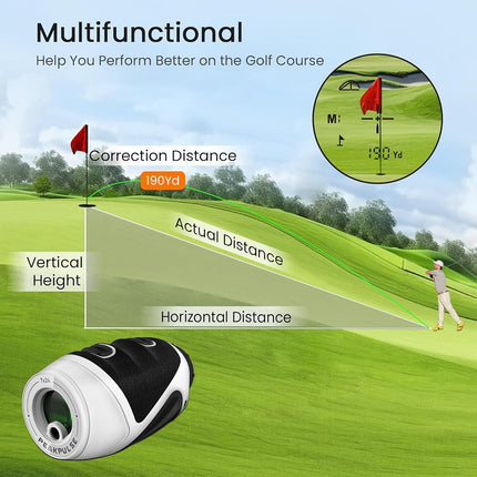 PEAKPULSE 1100m(1200 Yards) 7X Magnification Mini Small Light‌ Golf Range Finder Pocket 6oz for Golfer and Hunter Rangefinder HDLCD Rechargeable Angle Compensation Men Women Girl Boy