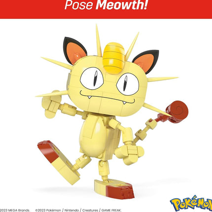 MEGA Figurine articulée Pokémon, jouet de construction pour enfants, trio de la région de Kanto avec 529 pièces, Pikachu, Salamèche, Miaouss à construire et à positionner