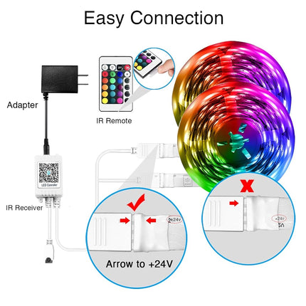 DAYBETTER Tiras de luces LED de 30 m (2 rollos de 15 m) con control inteligente mediante aplicación y control remoto, luces LED RGB 5050 para dormitorio, luces que cambian de color con sincronización de música para fiestas en habitaciones