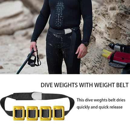 Dive Belt with Weights,Coated Lead Diving Weights for Scuba Diving Coated Dive Weights Nylon Dive Belt with Metal Quick Release Buckle for Free Diving-(1lb-3.3lb / 0.5kg-1.5kg) 4pcs