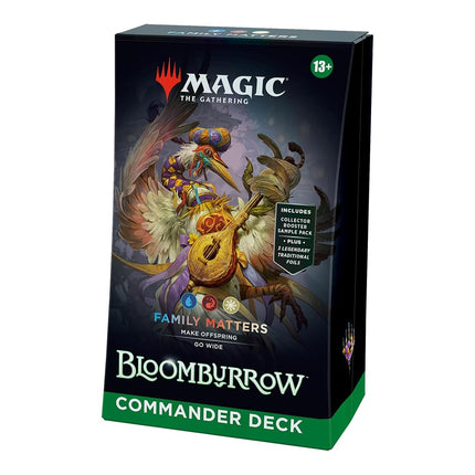Magic: The Gathering Bloomburrow Commander Deck - Family Matters (100-Card Deck, 2-Card Collector Booster Sample Pack + Accessories) (English Version)
