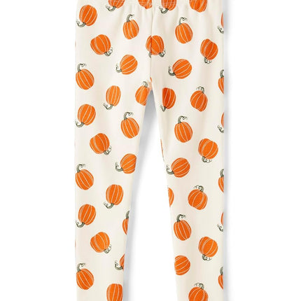 Gymboree Girls' and Toddler Fall and Holiday Leggings, Pumpkin Cream, 12