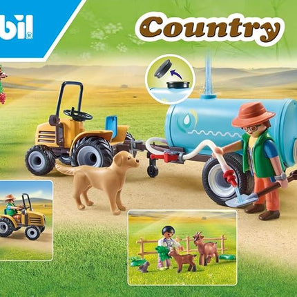 Playmobil 71442 Country: Tractor with Trailer and Water Tank, fresh harvest on the farm, learning about the environment, fun imaginative role-play, sustainable play sets suitable for children ages 4+