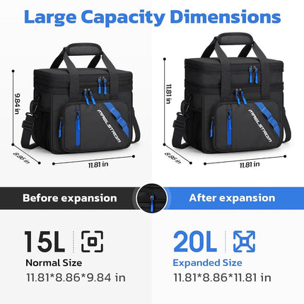 Maelstrom Insulated Lunch Box, 20L Double Deck Cooler Bag for Men Women