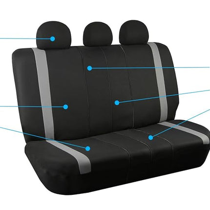 FH Group Three-Row Premium Modernistic Full Set Car Seat Covers, 7 Seater Covers - Universal Fit for Cars Trucks and SUVs Orange/Black