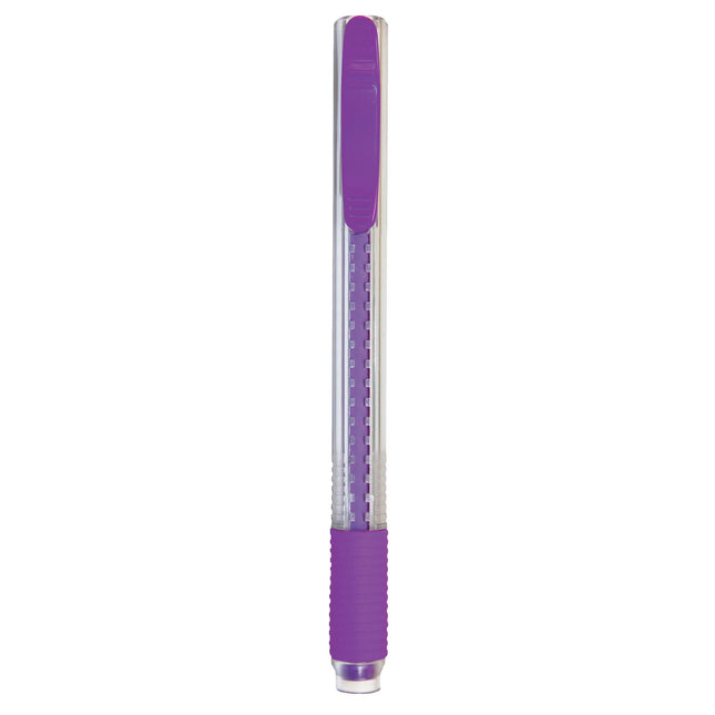 Pentel Clic Colors Retractable Eraser with Grip, Violet Barrel, Box of 12 (ZE23V)