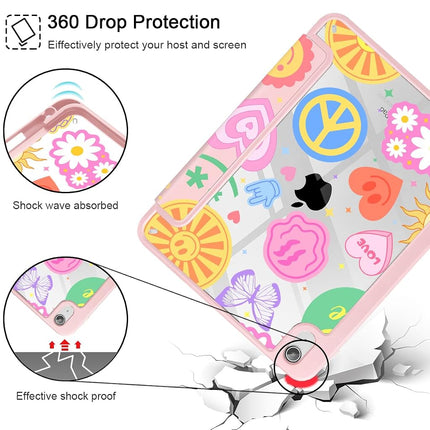 May Chen for iPad (A16) 11th Generation Case 11 Inch 2025, iPad 10th Gen Case 2022 10.9 inch, Built-in Pencil Holder with Shockproof Cover Clear Transparent Back Shell Auto Wake/Sleep, Smile Art