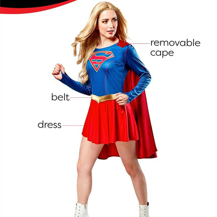 Rubie's Official Supergirl Ladies Fancy Dress, Assorted, M Halloween, Blue/Red