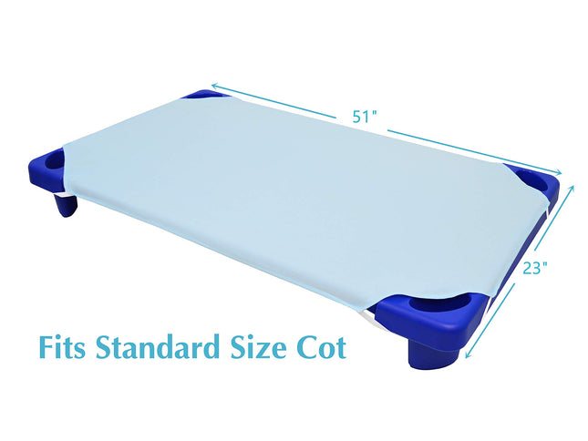 American Baby Company 100% Natural Cotton Percale Standard Day Care Cot Sheet, Blue, 23 x 51, Soft Breathable, for Boys and Girls