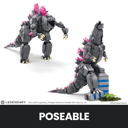 Mega Godzilla x Kong : Le Nouvel Empire, ensemble de construction, figurine articulée Godzilla avec 543 pièces et accessoires, jouet de construction et d'exposition pour collectionneurs adultes, HTR78