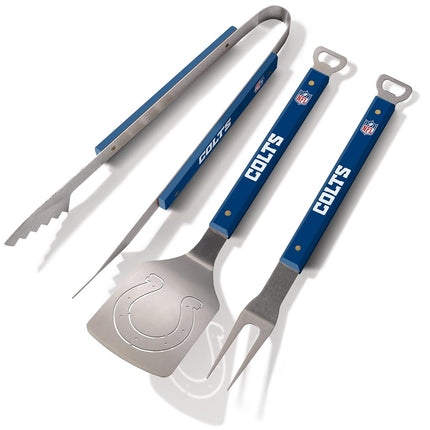 YouTheFan NFL Indianapolis Colts Spirit Series Lot de 3 ustensiles de barbecue en acier inoxydable, 55,9 x 22,9 cm