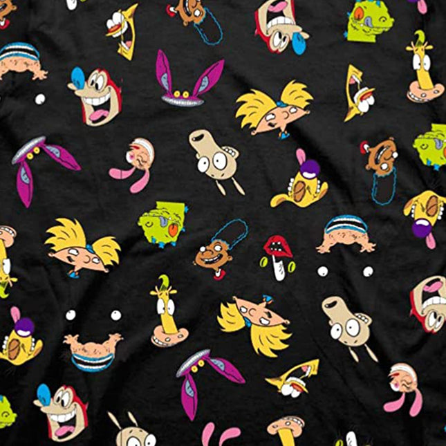 T-shirt classique Nickelodeon des années 90 pour homme - T-shirt vintage Rugrats, Invader Zim, Ren & Stimpy et Hey Arnold (noir, taille S)