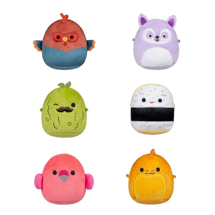 Micromallows Squishmallows Original Plush 6-Pack - Mo the Egg Sushi, Onel the Eel, Reed the Rooster, Layla the Lemur, Charles the Pickle, Cookie the Flamingo