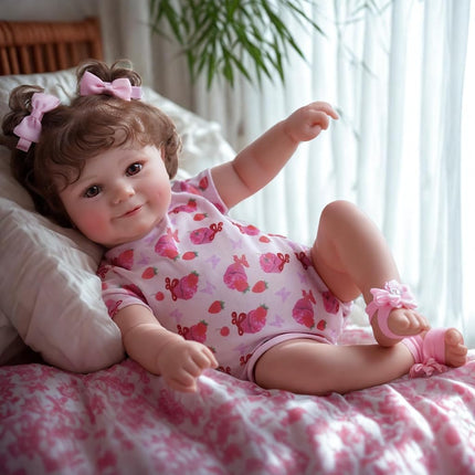 JIZHI Lifelike Reborn Baby Dolls - 20-Inch Real Baby Feeling Realistic-Newborn Baby Dolls Adorable Smiling Real Life Baby Dolls with Feeding Kit & Gift Box for Kids Age 3 +