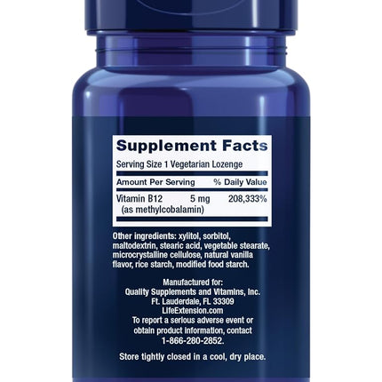 Life Extension Methylcobalamin 5 Mg, 60 Dissolving Lozenges
