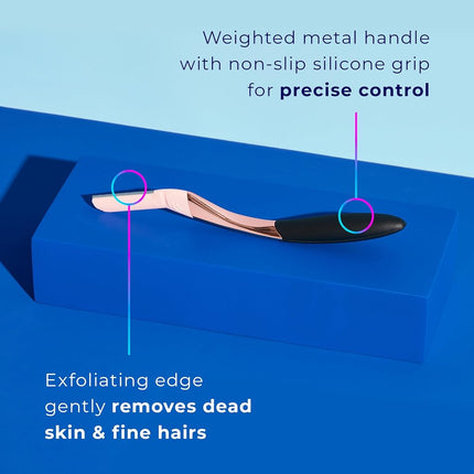 Schick Hydro Silk Dermaplaning Wand, Dermaplaning Tool for Face | Dermaplane Razor for Women Face, Eyebrow Razor, Peach Fuzz Remover, Includes 1 Weighted Metal Handle with 3 Refill Blades