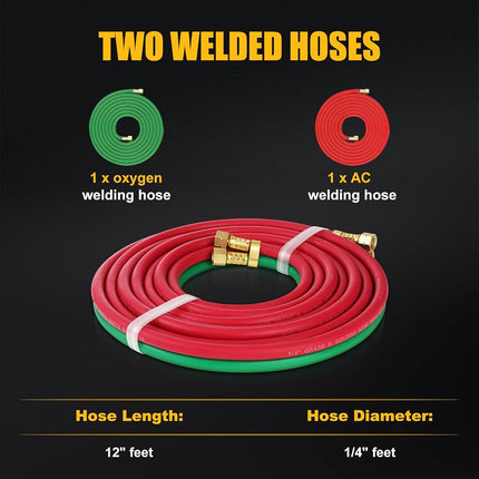 Oxygen Torch Kit Acetylene Oxygen Torch Kit Professional Soldering Kit Gas Welding Kits Portable Oxygen Acetylene Welder with Nozzles Check Valves Regulator