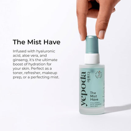 Yepoda The Mist Have, Hyaluronic Acid Facial Spray Moisture Body Spray for Face and Body, Lightweight Facial Care, Facial Toner, Korean Cosmetics (50 ml)