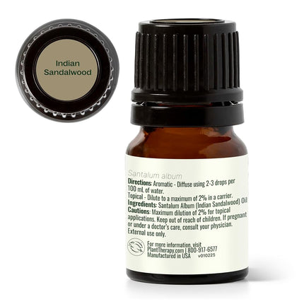 Plant Therapy Sandalwood Indian Essential Oil 2.5 mL (1/12 oz) 100% Pure, Undiluted, Therapeutic Grade