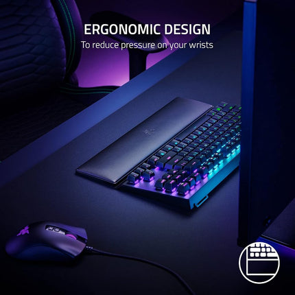 Razer Ergonomic Wrist Rest Tenkeyless - Ergonomic Leatherette Keyboard Wrist Rest (Plush Leatherette Cushion, Anti-Slip Rubber Feet, Compatible With Tenkeyless Keyboards) Black