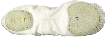 BLOCH Dance Zapatillas de ballet/zapatillas de lona elástica con suela dividida Performa para mujer, color blanco, talla 2.5 angosto