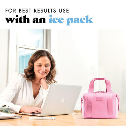 Bolsa de Almuerzo de Neopreno Fit & Fresh para Mujer, Bolsa de Almuerzo Aislada para Mujer para el Trabajo, Lonchera Grande Resistente a Desgarros y Manchas para Mujer con Contenedores y Hielo, Bolsa de Almuerzo Remi Lavable a Máquina, Rosa