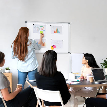 SWANCROWN Whiteboard 76x51cm, Magnetic Whiteboard, Silver Aluminum Frame
