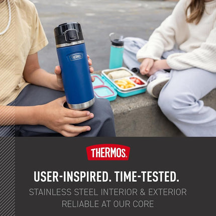 THERMOS ICON Series by Stainless Steel Kids Water Bottle with Spout, 18 Ounce, Navy