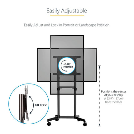 StarTech Mobile TV Cart 37in to 70in up to 70kg/154lb, VESA (MBLTVSTNDEC)