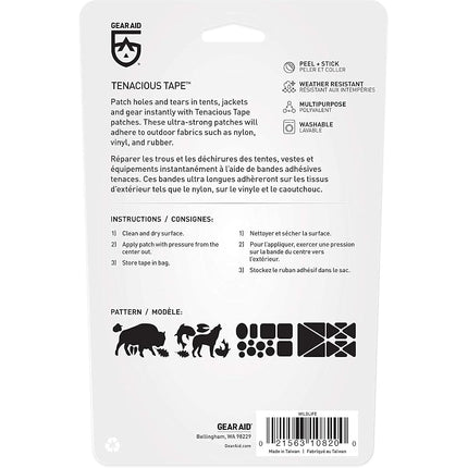 Gear Aid Tenacious Tape Gear Patches for Jacket Repair, Black Nylon, Wildlife, 3" x 20"