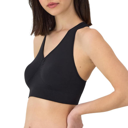 Hanes Women's Cozy Wireless, Full-Coverage Pullover, Seamless T-Shirt Bra, 2-Pack, Opaque, Concrete Heather/Black, S (Pack of 2)