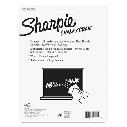 Sharpie Wet Erase Chalk Marker 5/Pkg-Blue, Green, Red, White & Neon Yellow