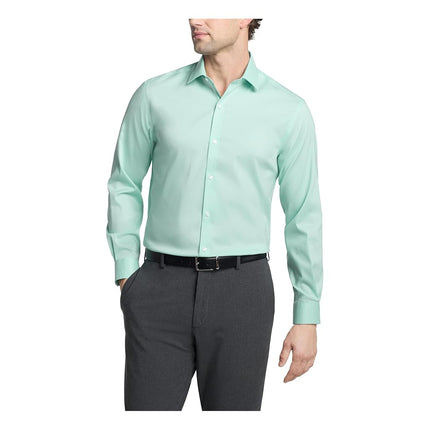 Men's Dress Shirt Slim Fit Ultra Wrinkle Free Flex Collar Stretch, Mint