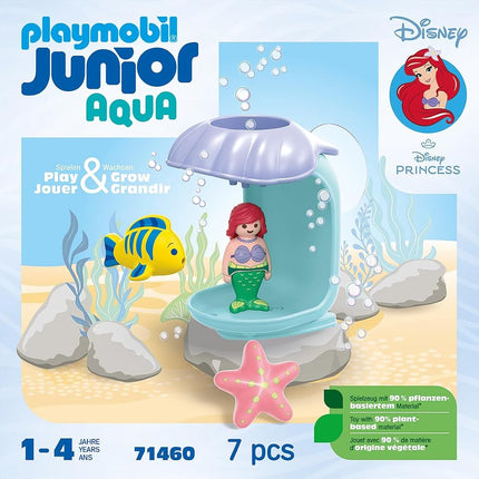Playmobil 71460 JUNIOR AQUA & Disney: Ariel's Shell Shower, for toddlers, made from over 90% plant-based plastics, indoor and outdoor water toy, fun role-play, playsets for children ages 12 months+