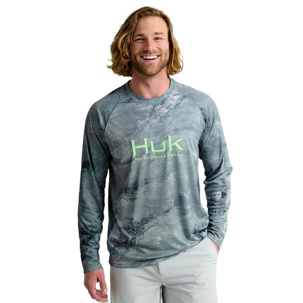 HUK Men's Standard Pursuit Pattern Crew Sleeve, Pe