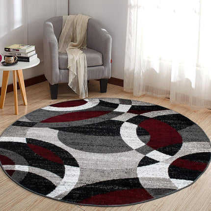 Rugshop Abstract Circles Contemporary High Traffic Round Rug Red 6'6"
