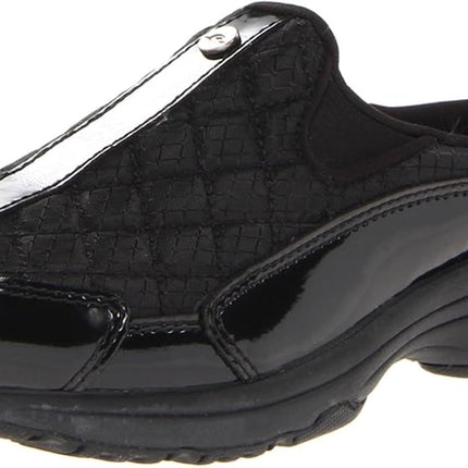 Easy Spirit Women's Traveltime Clog, Black/Silver 