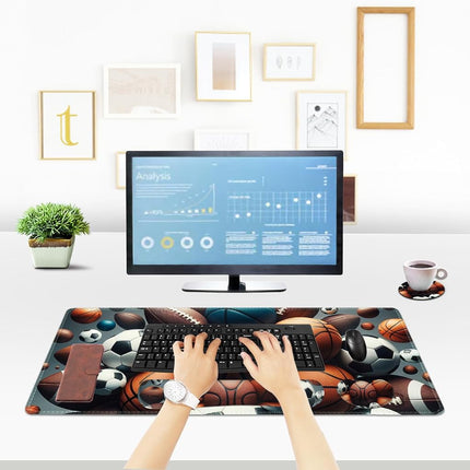 ToLuLu Extended Gaming Mouse Pad, Memory Foam Ergonomic Keyboard Mouse Wrist Rest Support Set, Large Desk Mat with Stitched Edges, Non-Slip Base Mousepad for Home Office and Game, Golden Mountain