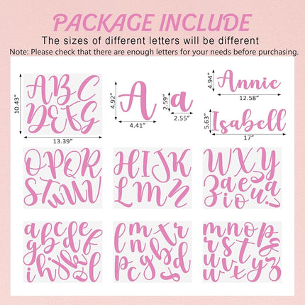 BOAO 7 Sheets Personalized Name Wall Decal 5 Inch Large Letter Stickers Alphabet Custom Name Stickers Nursery Wall Decal for Bedside Bedroom Classroom Home DIY Crafts (Pink)