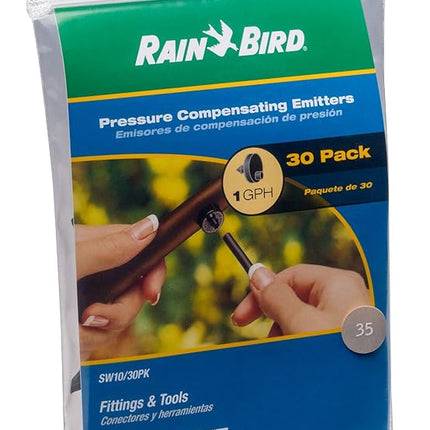 Rain Bird SW10-30PK Drip Irrigation Spot Watering Dripper/Emitter, 1.0 Gallon Per Hour, 30-Pack