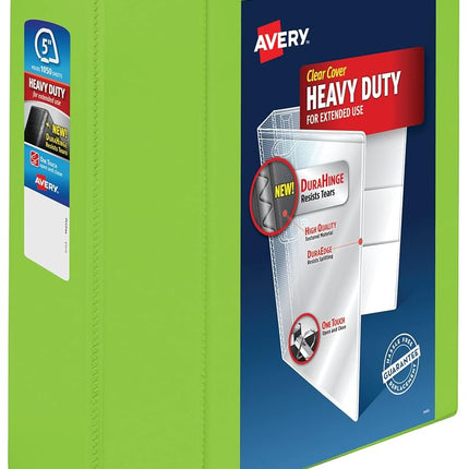 Avery Heavy-Duty View 3 Ring Binder, 5" One Touch EZD Rings, 2.3/4.8" Spine, 1 Chartreuse Binder (79815)
