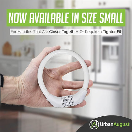 Urban August Original Fridge Lock: Multi-Functional Cable Combination Lock, for French-Door Refrigerators and Cabinets (Small, White - Two Pack)