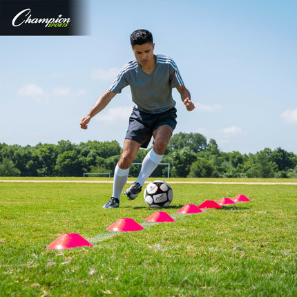 Juego de 25 conos rojos Champion Sports con bolsa de malla