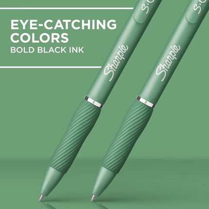 SHARPIE S-Gel, Gel Pens, Medium Point (0.7mm), Green Barrel, Black Ink, 4 Count