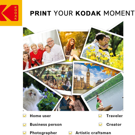 KODAK Picture Paper Vivid 4"x6", 100 count, 66lb-230g/m2 weight, 11.9 mil thickness, Vivid color picture paper- THIS PRODUCT IS NOT COMPATIBLE WITH THE KODAK DOCK PRINTER"